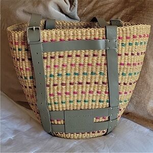 NWOT Rag & Bone x AAKS Straw Tote Bag Purse Olive Leather